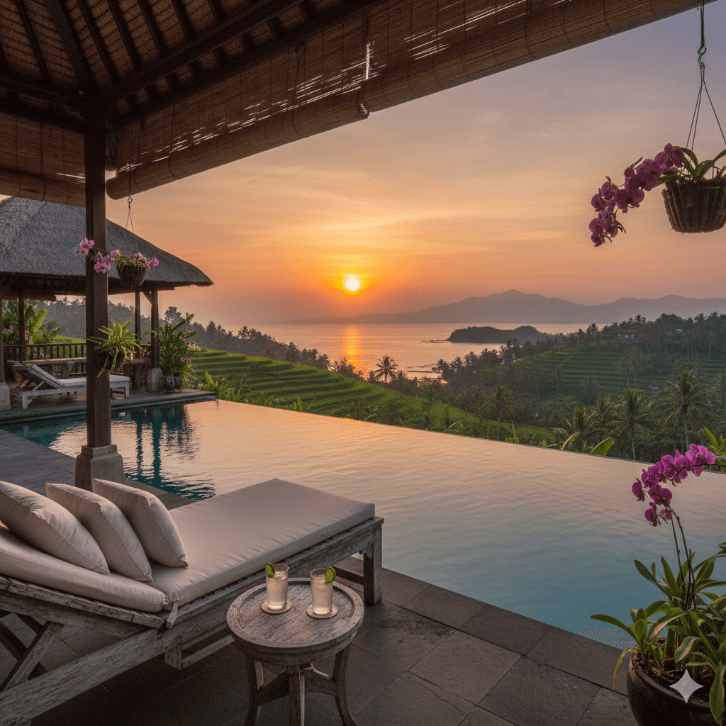 Luxury Villa Outdoor Seating at Sunset